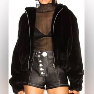 Helmut Lang Faux Fur Hooded Bomber Jacket